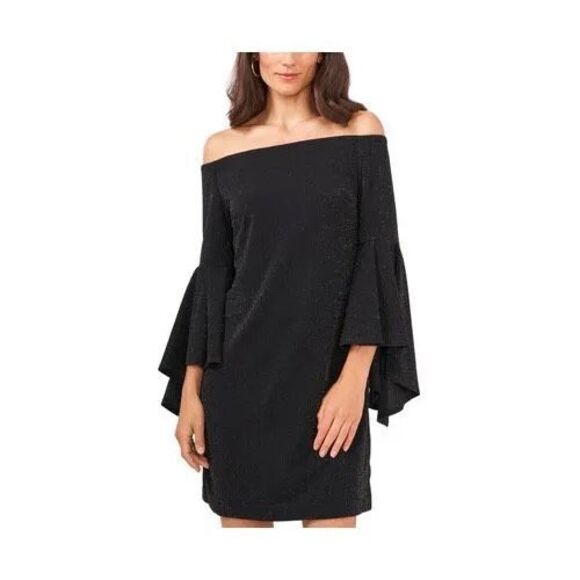 Vince Camuto Black Off The shoulder long flutter sleeve Dress Size XL - Picture 1 of 9